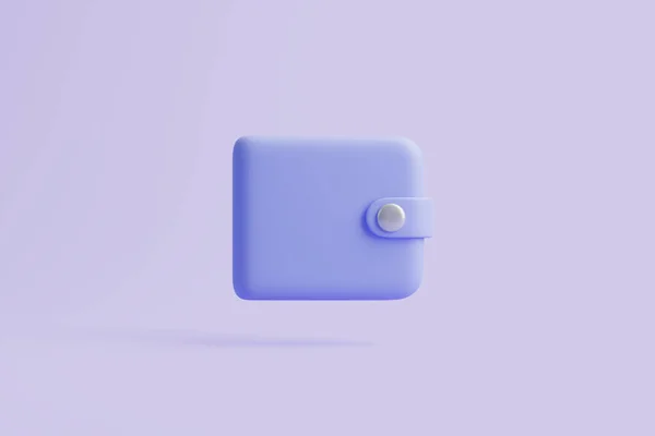 Icono Billetera Azul Simple Sobre Fondo Violeta Pastel Ilustración Representación — Foto de Stock