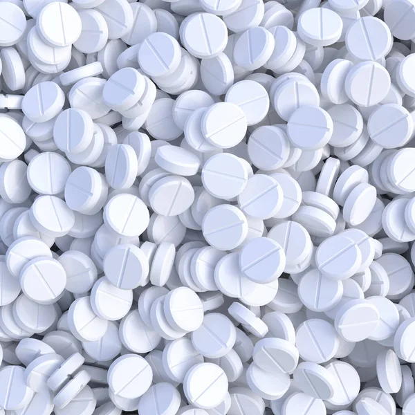 Une Pile Pilules Blanches Concept Médecine Pharmacie Illustration Rendu — Photo