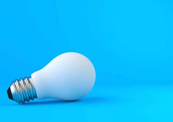 Weiße Glühbirne Auf Hellblauem Hintergrund Pastellfarben Minimalistisches Konzept Kluge Idee — Stockfoto