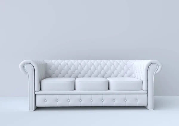 白いリビングルームのモダンなソファ ミニマルスタイルのコンセプト パステルカラー 3Dレンダリング図 — ストック写真