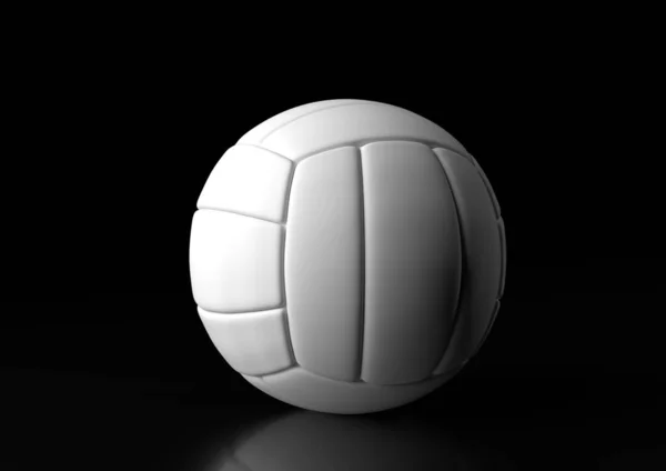 Білий Волейбол Ізольований Чорному Тлі Ілюстрація Рендеринга — стокове фото