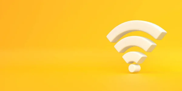 Simbolo Rete Wireless Bianco Sfondo Giallo Concetto Design Icona Segnale — Foto Stock