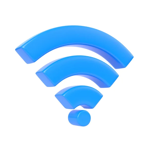 白い背景に隔離された青い無線ネットワークシンボル Fiアイコンのデザインコンセプト 無線信号だ 3Dレンダリング図 — ストック写真