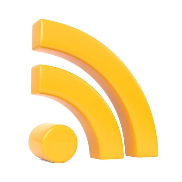 白い背景に隔離された黄色の無線ネットワークシンボル Fiアイコンのデザインコンセプト 無線信号だ 3Dレンダリング図 — ストック写真