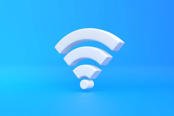 파란색 배경에 네트워크 있습니다 와이파이 아이콘 디자인 Wifi 자성을 — 스톡 사진