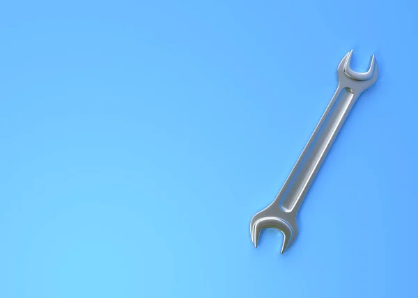 Wrench Blue Background Top View Copy Space Minimal Creative Concept — Stock Photo, Image