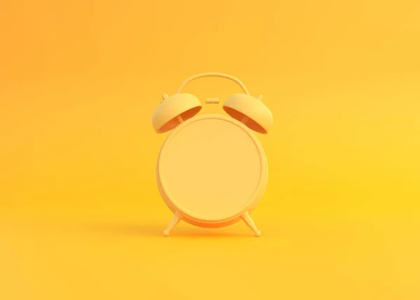 Reloj Despertador Mesa Amarillo Sobre Fondo Amarillo Brillante Colores Pastel — Foto de Stock