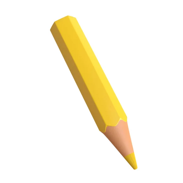 Lápis Amarelo Isolado Sobre Fundo Branco Renderizar Ilustração — Fotografia de Stock