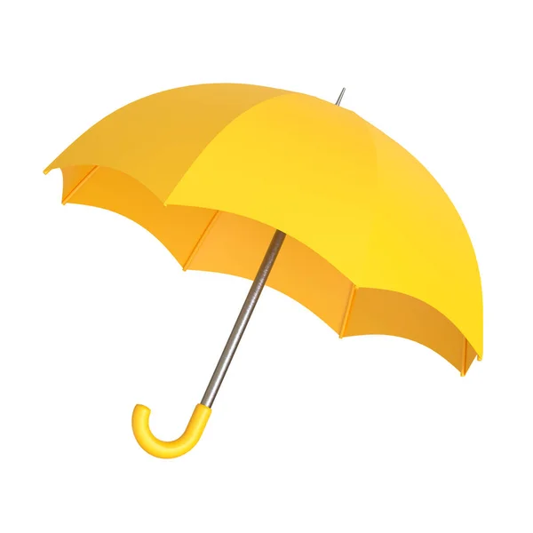 Sárga Esernyő Elszigetelt Fehér Alapon Renderelés Illusztráció — Stock Fotó
