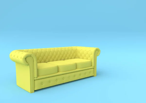 Modernes Sofa Blauen Wohnzimmer Minimales Stilkonzept Pastellfarbenstil Darstellung — Stockfoto
