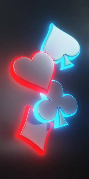 Ases Jogando Cartas Símbolos Clubes Diamantes Espadas Corações Com Futurista — Fotografia de Stock