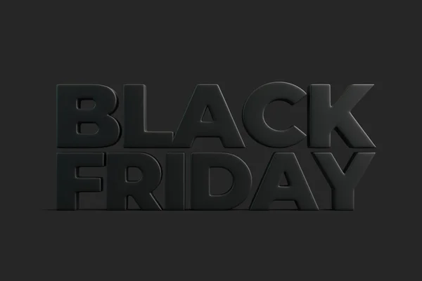 stock image Black Friday text on black background. 3D render illustration