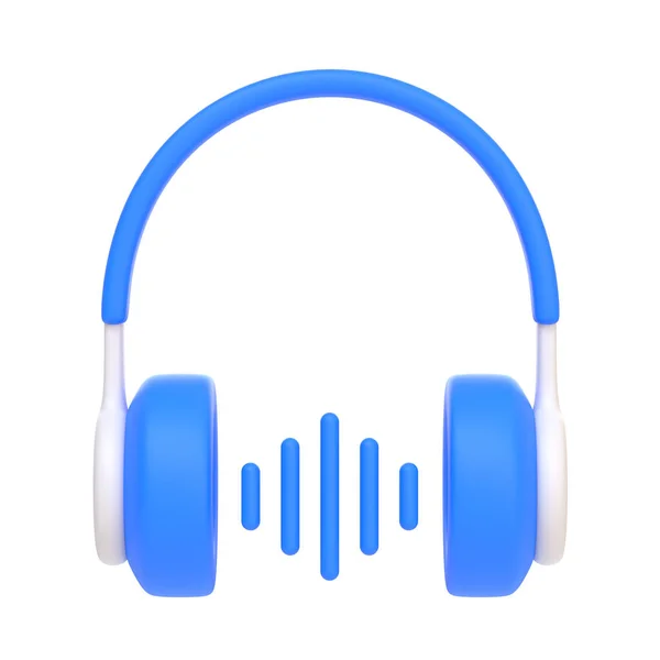 Tecknad Hörlurar Med Ljudvåg Isolerad Vit Bakgrund Begreppet Att Lyssna — Stockfoto