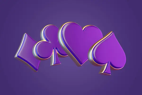 Aces Cards Symbols Purple Background Club Diamond Heart Spade Icon — Stock Photo, Image
