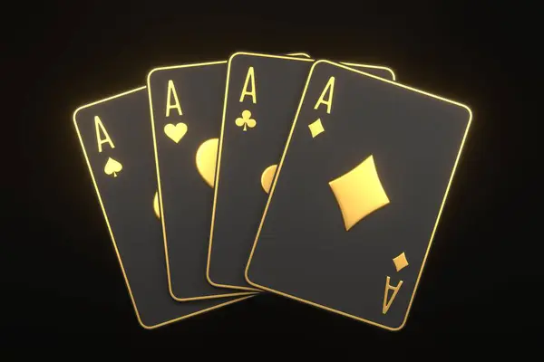 Hraní Karet Černém Pozadí Kasinové Karty Blackjack Poker Vykreslování — Stock fotografie