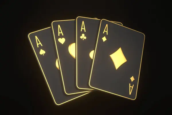 Kártyázunk Fekete Háttérrel Kaszinó Kártyák Blackjack Póker Renderelés Illusztráció — Stock Fotó