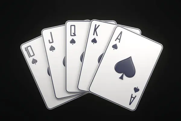Hraní Karet Černém Pozadí Kasinové Karty Blackjack Poker Vykreslování — Stock fotografie
