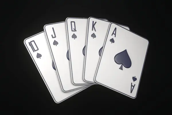 Playing cards on a black background. Casino cards, blackjack, poker. 3D render illustration