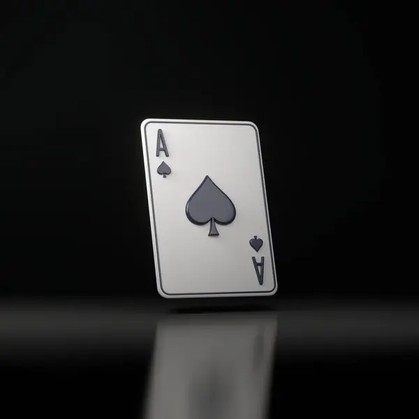 Playing cards on a black background. Ace of spades. Casino cards, blackjack, poker. 3D render illustration