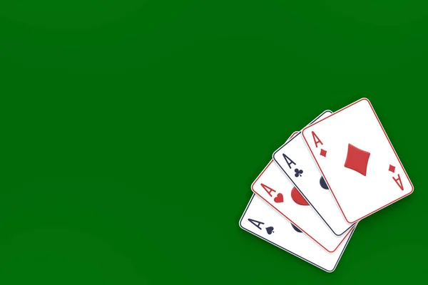 Grając Karty Zielonym Tle Karty Kasynowe Blackjack Poker Widok Góry — Zdjęcie stockowe