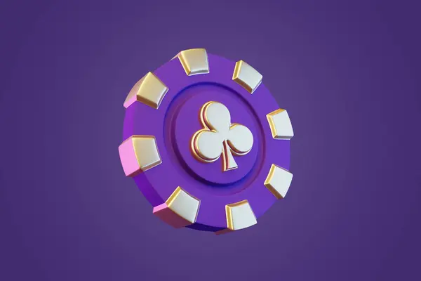 Casino Chips Azen Kaarten Symbolen Een Paarse Achtergrond Poker Blackjack — Stockfoto