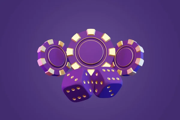Casino Fichas Dados Juego Sobre Fondo Púrpura Poker Blackjack Concepto —  Fotos de Stock