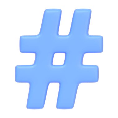 Beyaz arkaplanda mavi etiket sembolü izole edilmiş. 3 boyutlu simge, imza ve sembol. Çizgi film tarzı asgari. Ön manzara. 3 Boyutlu Resim Çizimi