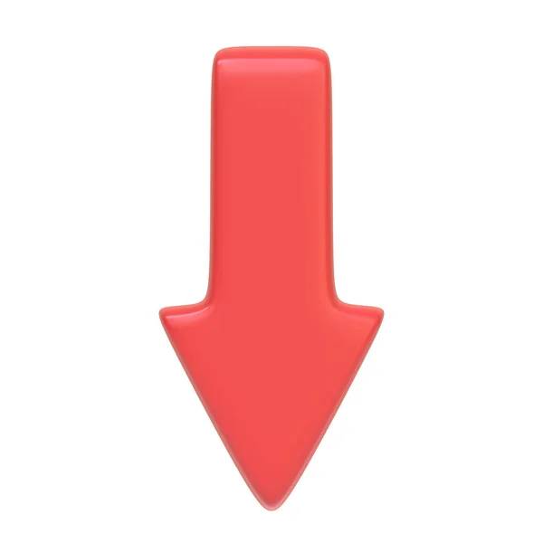 Seta Vermelha Para Baixo Isolado Fundo Branco Ícone Sinal Símbolo — Fotografia de Stock