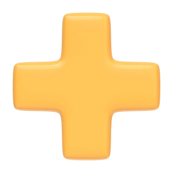 Желтый Плюс Знак Изолирован Белом Фоне Иконка Знак Символ Мультфильм — стоковое фото