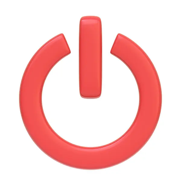 Vypnout Červené Tlačítko Izolované Bílém Pozadí Ikona Znak Symbol Kreslený — Stock fotografie