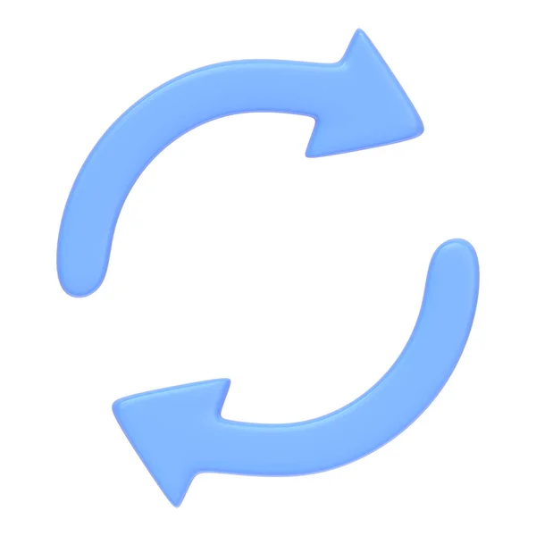 Dvě Modré Šipky Ikona Aktualizovat Symbol Izolovaný Bílém Pozadí Ikona — Stock fotografie