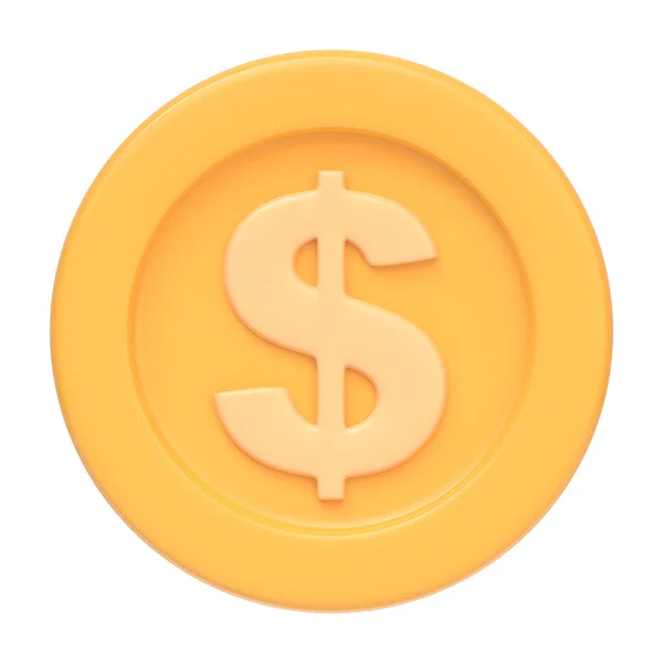 Moneda Dorada Con Signo Dólar Aislado Sobre Fondo Blanco Icono — Foto de Stock
