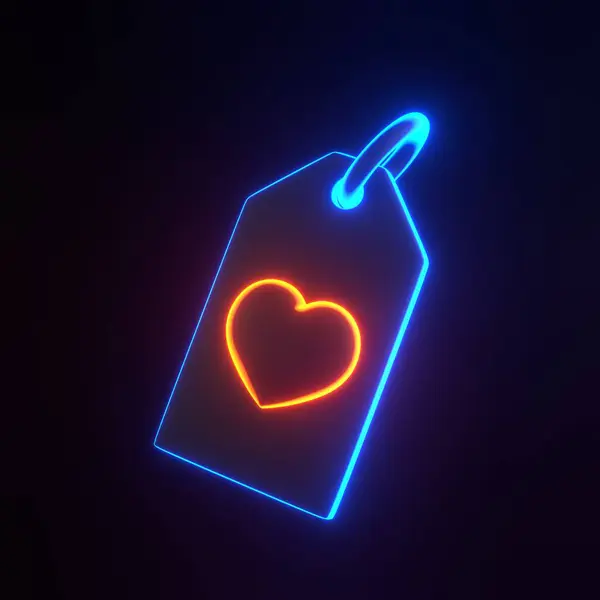 Cena Tagu Etykieta Kupon Rabatowy Serce Jaskrawo Świecące Futurystyczne Niebieskie — Zdjęcie stockowe