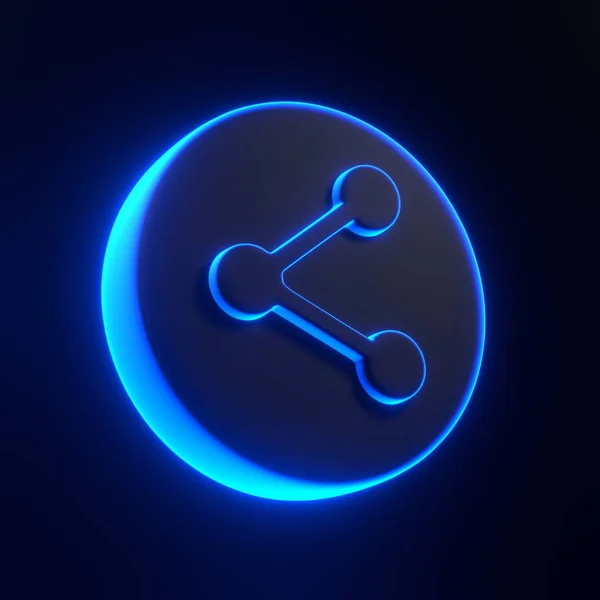 Share Symbol Mit Hell Leuchtenden Futuristischen Blauen Neonlichtern Auf Schwarzem — Stockfoto