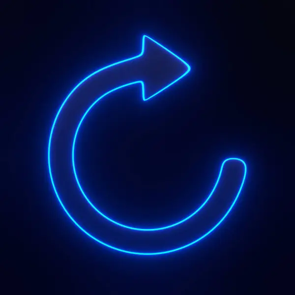 Arrow Icon Update Symbol Bright Glowing Futuristic Blue Neon Lights — Stock Photo, Image