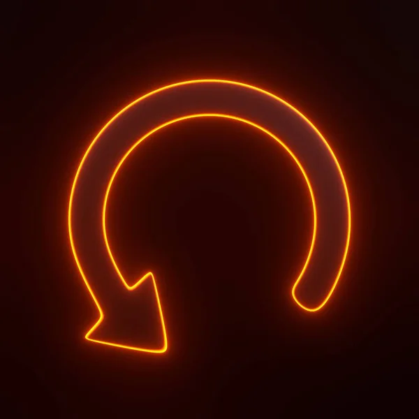 Arrow Icon Update Symbol Bright Glowing Futuristic Orange Neon Lights — Stock Photo, Image