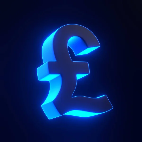 Pound sign with bright glowing futuristic blue neon lights on black background. 3D icon, sign and symbol. Cartoon minimal style. 3D render illustration