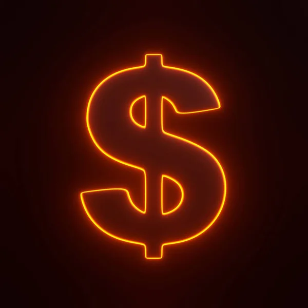 Signo Dólar Con Brillantes Luces Neón Naranjas Futuristas Sobre Fondo — Foto de Stock