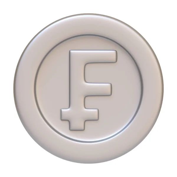 Silver Coin Franc Isolated White Background Icon Sign Symbol Cartoon — Stockfoto