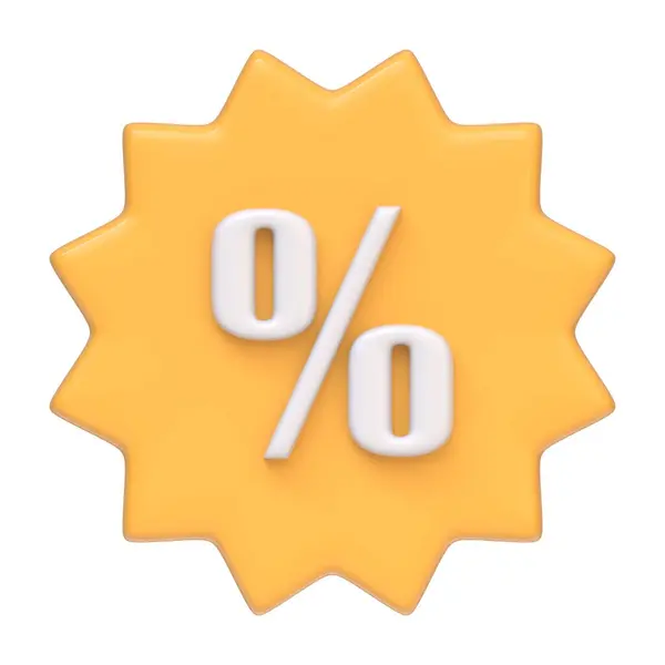 Žlutá Nákupní Cena Tag Slevový Kupón Procentem Symbol Izolované Bílém — Stock fotografie