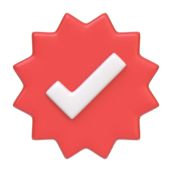Red Verify Check Icon Isolated White Background Icon Sign Symbol — Stock Photo, Image