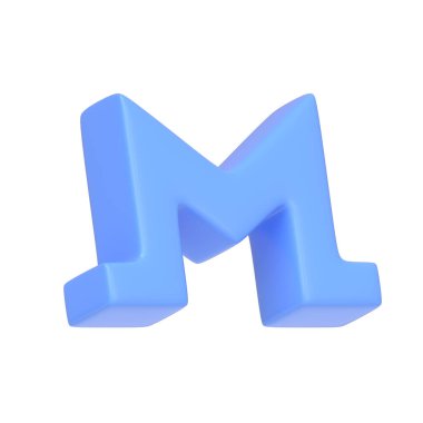 Mavi monero sembolü beyaz arkaplanda izole edilmiş. 3 boyutlu simge, imza ve sembol. Çizgi film tarzı asgari. 3 Boyutlu Resim Çizimi