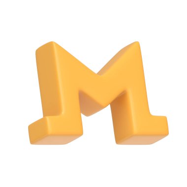 Beyaz arka planda izole edilmiş sarı monero sembolü. 3 boyutlu simge, imza ve sembol. Çizgi film tarzı asgari. 3 Boyutlu Resim Çizimi