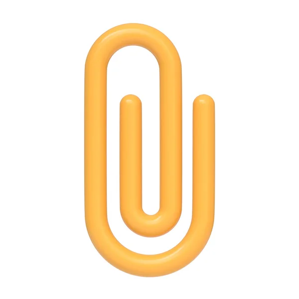 Żółty Spinacz Białym Tle Ikona Znak Symbol Minimalny Styl Kreskówki — Zdjęcie stockowe