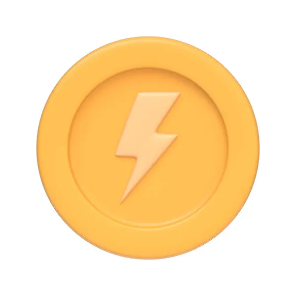 Gold Coin Lightning Bolt Isolated White Background Icon Sign Symbol — Stock Photo, Image