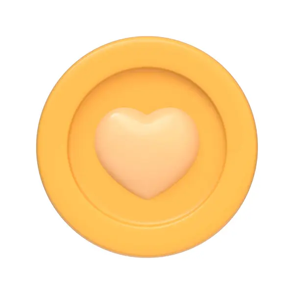 Moneda Oro Con Corazón Aislado Sobre Fondo Blanco Icono Signo —  Fotos de Stock