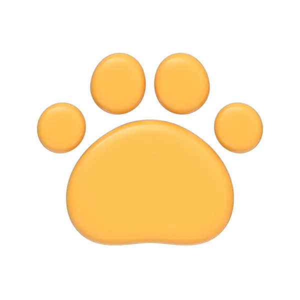 Yellow Cat Dog Paw Icon Isolated White Background Icon Sign — Stock Photo, Image