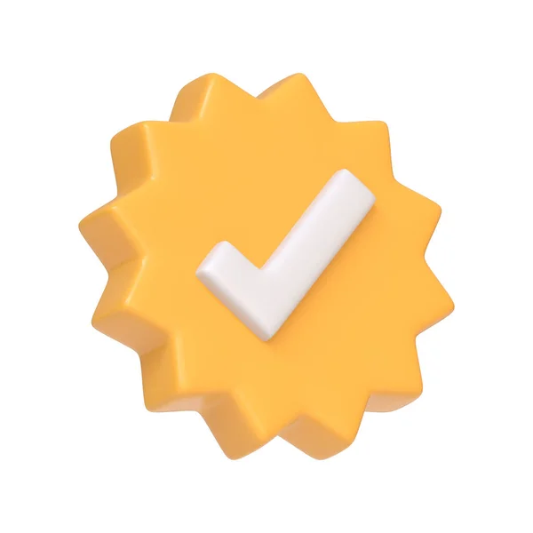 Yellow Verify Check Icon Isolated White Background Icon Sign Symbol — Stock Photo, Image