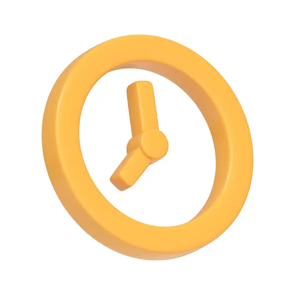 白い背景に隔離された黄色い時計のアイコン 3Dアイコン サイン シンボル カートゥーンミニマルスタイル 3Dレンダリングイラスト — ストック写真