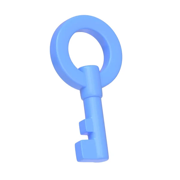 Синій Ключ Ізольовано Білому Тлі Значок Знак Символ Мінімальний Стиль — стокове фото